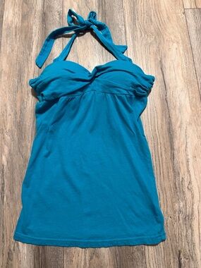 lei Teal Halter  Top with Light Aqua Trim